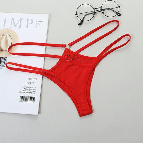 Sexy Thongs Women Sexy Lace Underpants Low-Rise G-string Double Waistband Underwear Sexy Hollow Out Transparent Underwear