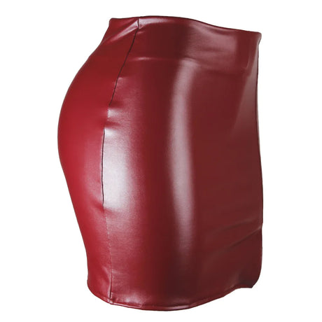 Women's Mini Skirt High Waist PU Leather Slim Slit Short Skirt Vintage Zipper Skinny Sexy Solid Black Leather Skirts for Women