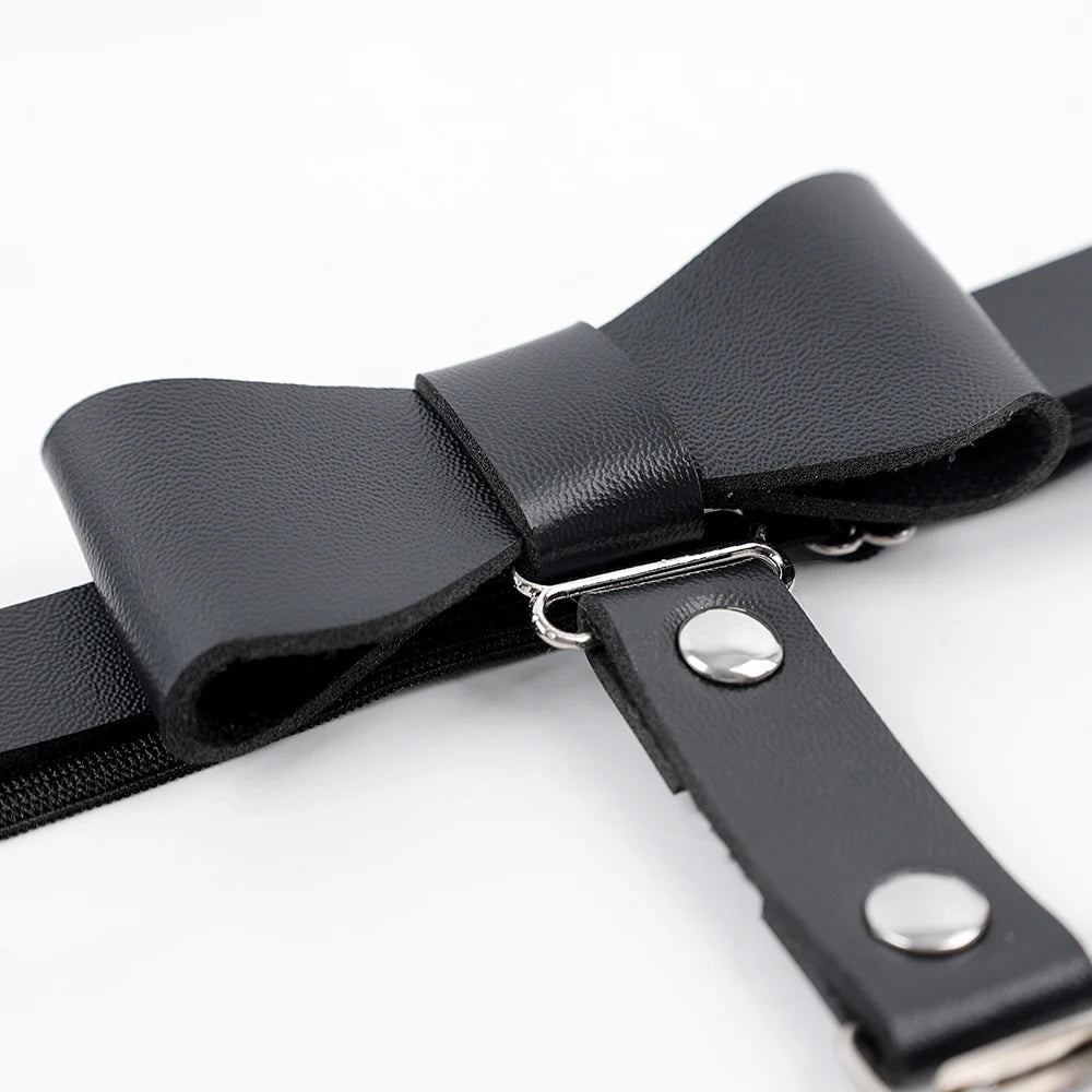 Punk Black Heart Leather Sword Belt Waist Garter Handmade Body Bondage Sexy Leg Suspenders Harness Stockings Belts for Women