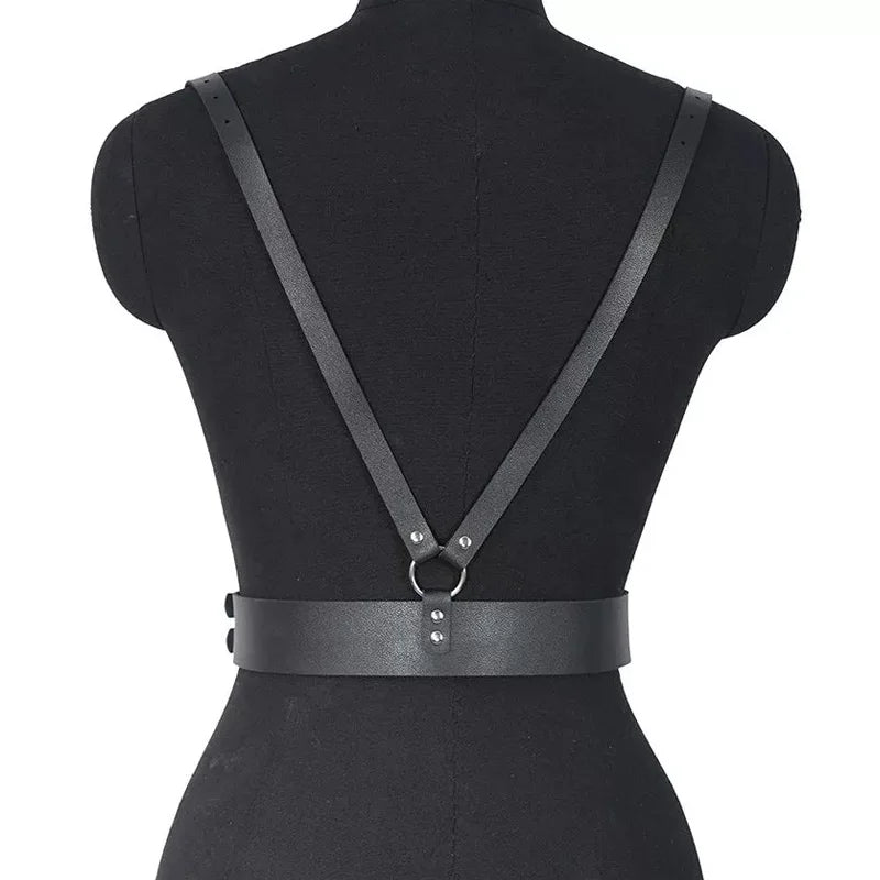 Women Fashion Harness Pu Leather Studded Decor Harness Adjustable Harness Belt Gothic Harness Bondage Lingerie Chest Harness