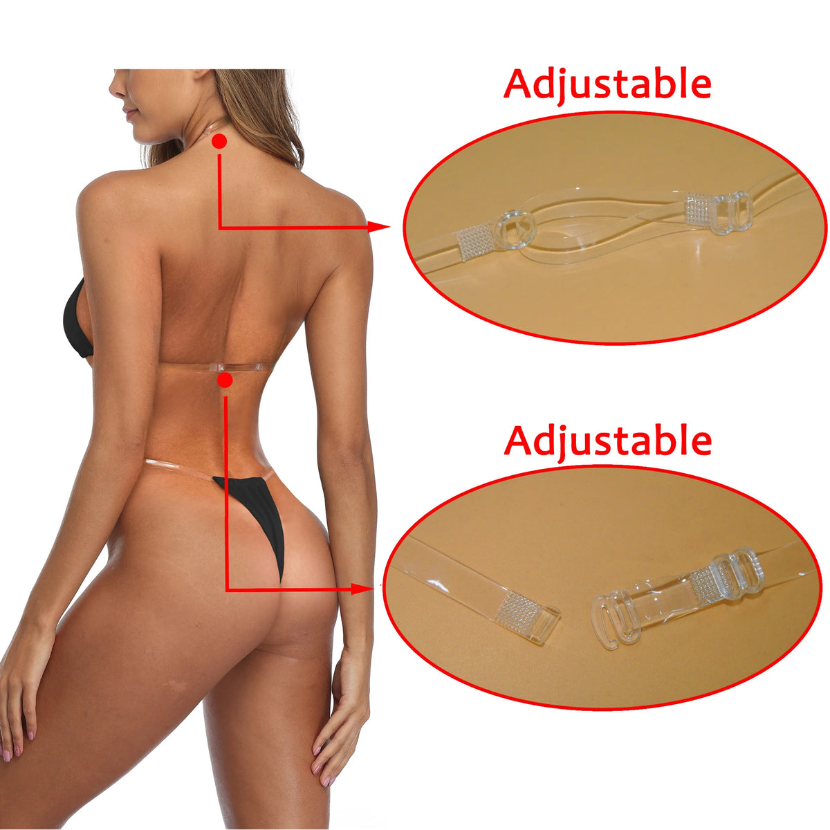 Clear Strap Bikini for Women Thong Swimsuit Invisible Straps Bikinis Thongs Bathing Suit Sexy Brazilian String Tanning Swimsuits