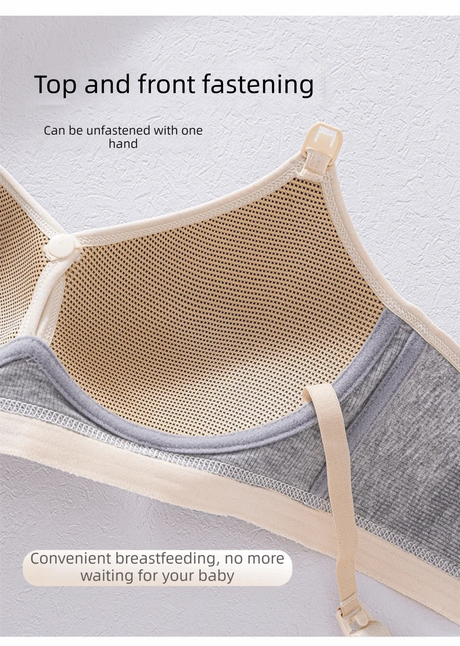 Pure Cotton Double Button Breastfeeding Bra Comfortable Breathable With Thin Gathered Maternity Bra Anti Sagging No Underwire