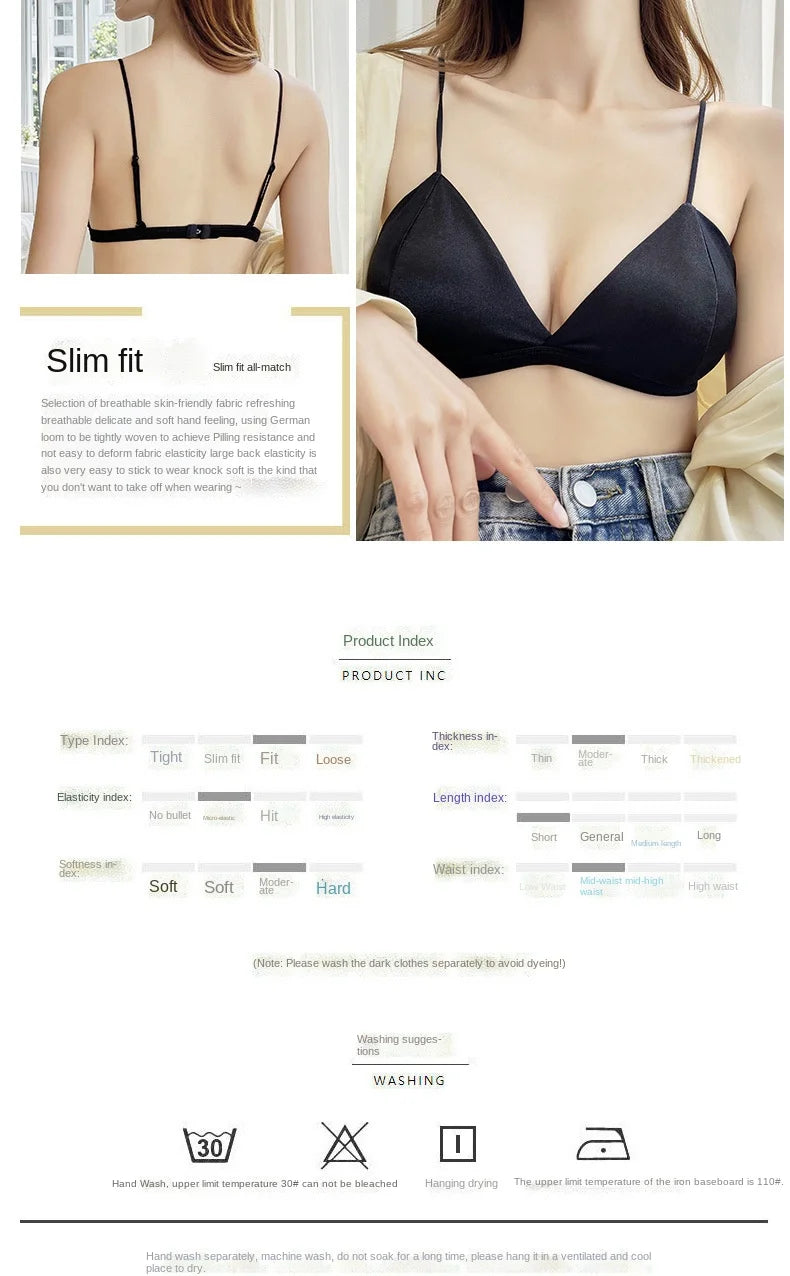 Women's French Style Bra Girl Wrapped Chest Adjustable Shoulder Strap Single Buckle Satin Sexy Tube Top Underwear Lingerie