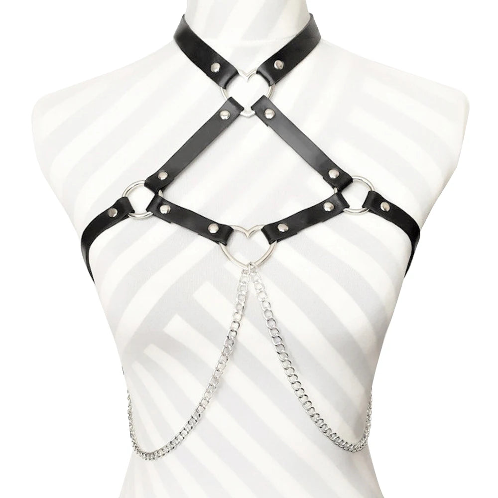 Women Fashion Chain Leather Waist Belt Chest Harness Belt Corset Bondage Lingerie Punk Gothic Lingerie Clothing Accessorie