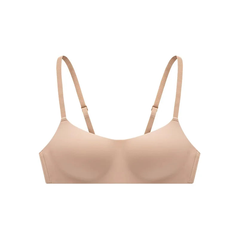 Women Seamless One Piece Push Up Bra Wireless No Steel Ring Thin Strap Comfort Padded Invisible Daily Bra WC0086