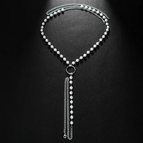 Stonefans Simple Pearl Chain Thong Panties Wasit Jewelry for Women Sexy G-String Thong Lingerie Underwear Body Chain Jewelry