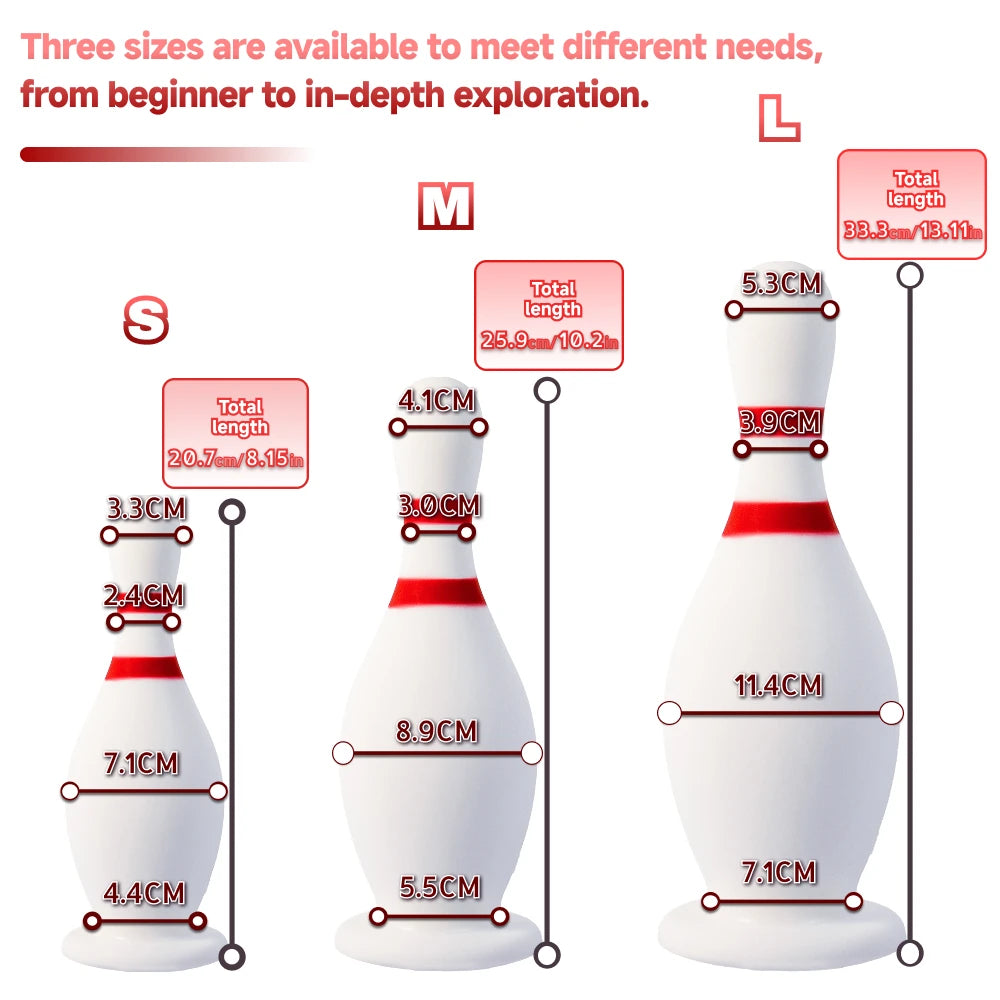 Liquid Silicone Bowling Pin Butt Plug Comfortable Anal Plug Anus Dilator Prostate Massager Adult Toys for Men Women Gay Couple
