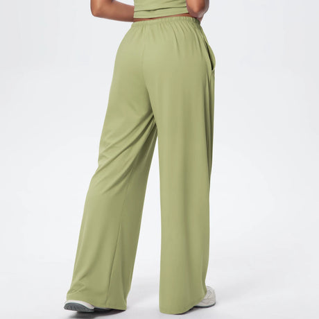 Women Quick Drying Wide Leg Yoga Pants Loose Yoga Pants High Waist With Pockets Fitness Sport Gym Workout Drawstring Full Length