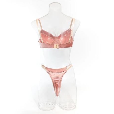 Krasapt Sexy Satin Lingerie 2 Pcs Sets Fancy Patchwork Bras And Thongs Underwear Suits Attractive Bilizna Intimate Erotic Set