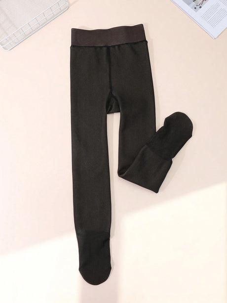 1 Pair of Kids Thin Fleece Thickened Leggings, Soft Comfortable Warm Dance Pantyhoses, for 2-12 Years Girls to Wear during Winter