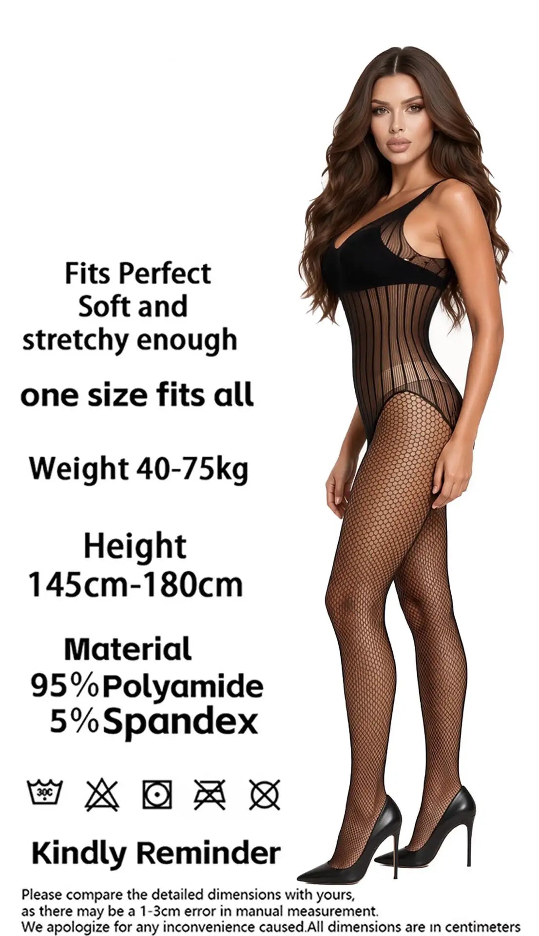 European American Lingerie Sexy Mesh Outfit Hollowed Out Mesh Through Vertical Sexy Mesh Fishnet Stripe Open Crotch One Piece