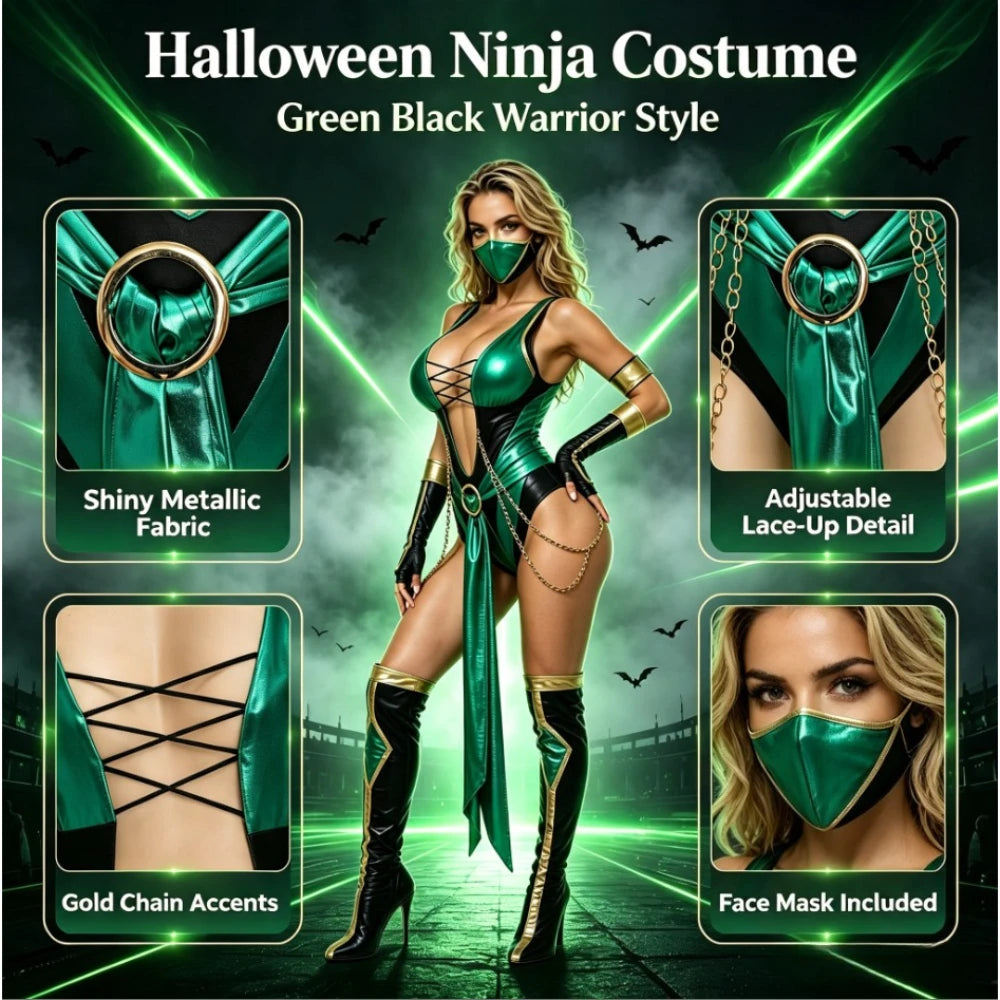 7 Pcs Women Themed Cosplay Costume Set, Includes Mask Gloves Socks Belt, Sleek Tailored Outfit for Role‑Play, Party & Gifting