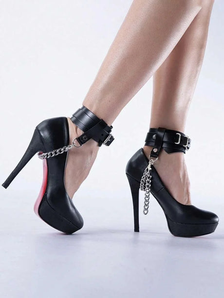 2PCS PU Leather Bracelet Bondage Leather Handcuffs Buckle Adjustable Vintage Punk Clothing Ankle Cuffs
