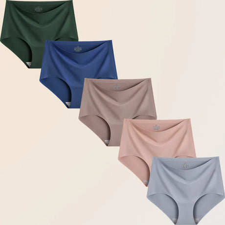 FINETOO 5Pcs Women's Panties Seamless Underwear Invisibles Briefs High Waist Full Coverage Breathable Moisture Wicking Underpant