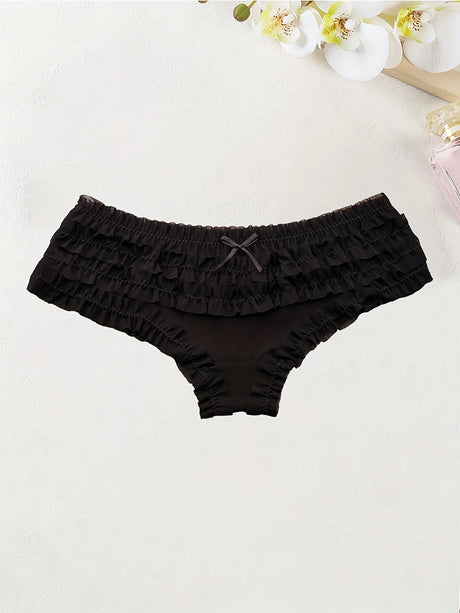 4PCS Cute dot small floral patterns sweet knitted fabric with lace stitching Women's low waist brief Seamless breathable fa