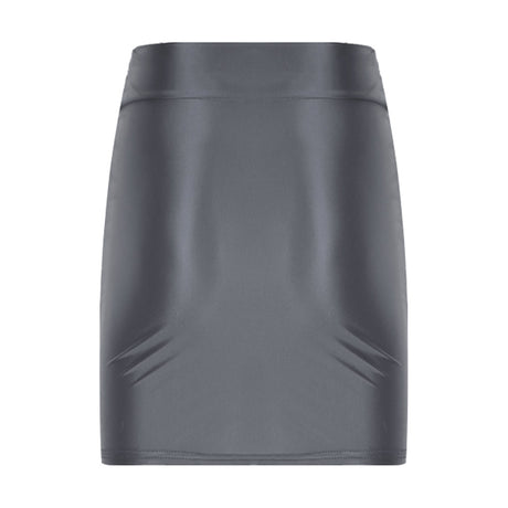Womens Glossy Two-piece Outfit Oil Shiny Smooth High Waist Mini Skirt with Tank Top Nightclub Rave Outfit Pole Dancing Clubwear