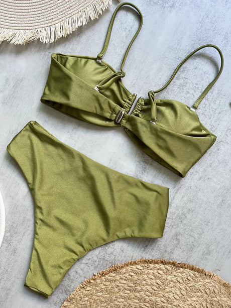 Bandeau Bikini Push Up Women Swimsuits 2025 Sexy Female Swimwear Brazilian Bikini Set Thong Biquini Swim Suits Solid Beachwear