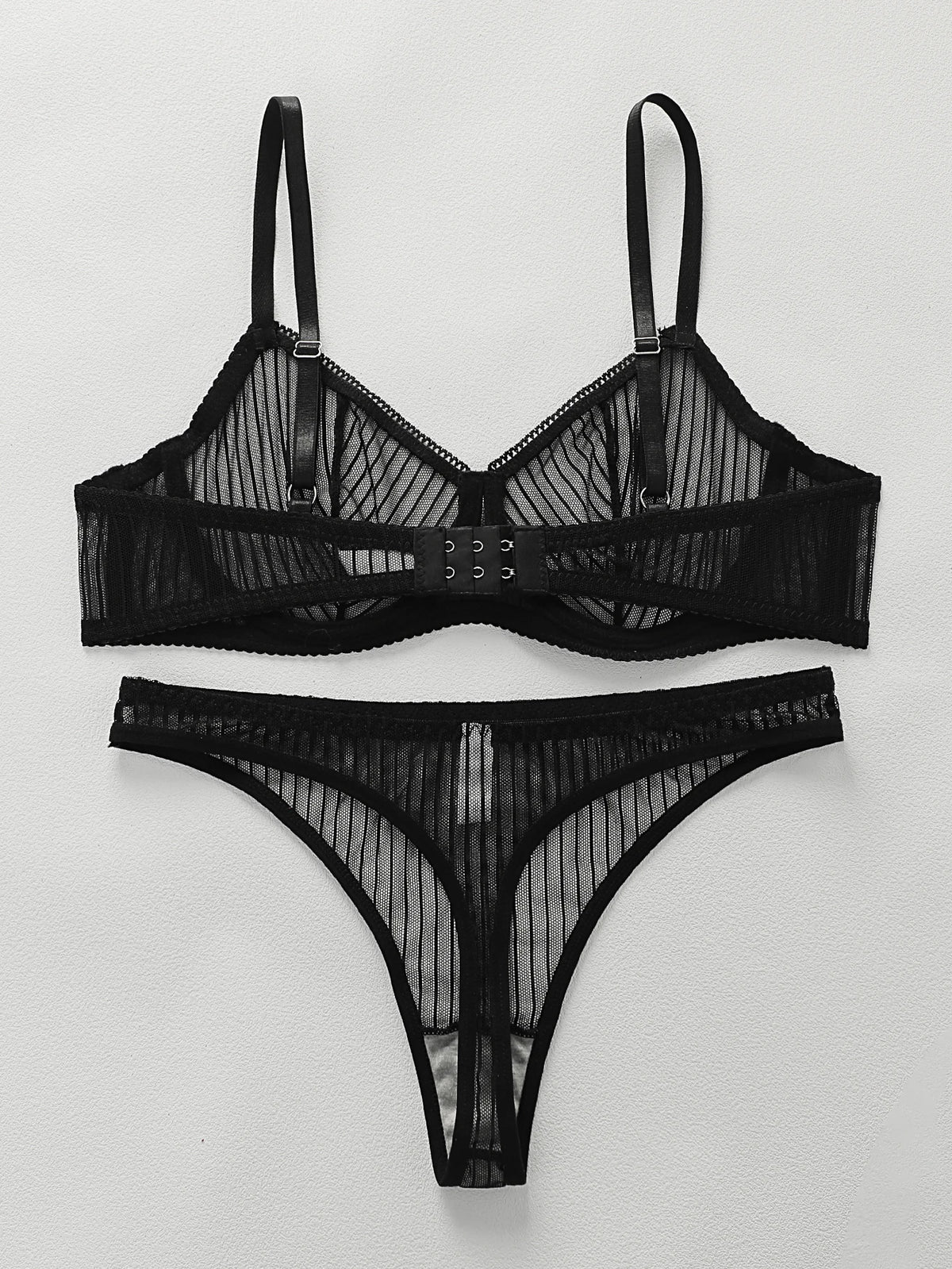Fashion Stripes Style Lace Lingerie Set Ultra-Thin Red Lace Bra & Thong Sexy Ultra-Thin Underwear Set Ideal Gift for Her MR2864