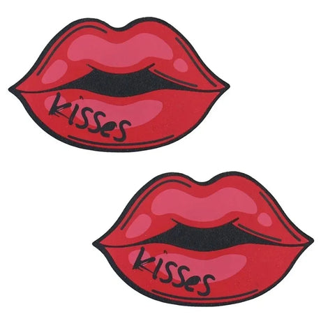 8pcs KISS Red Lip Print Shape Women Self-Adhesive Disposable Satin Nipple Cover Breast Pasties Stickers for Strapless Clothes