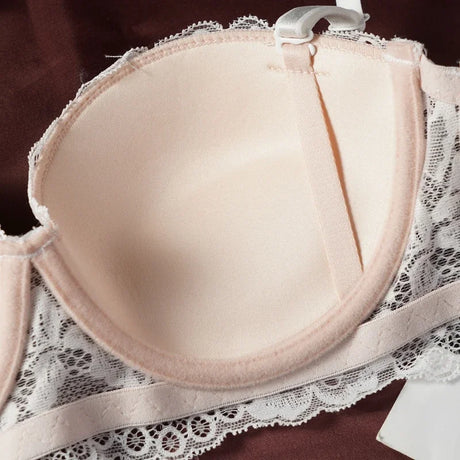 Black Lace Bra Women Small Chests Gathering Bralette Removable Shoulder Strap Soft Steel Ring Bras Wedding Party Dress Underwear