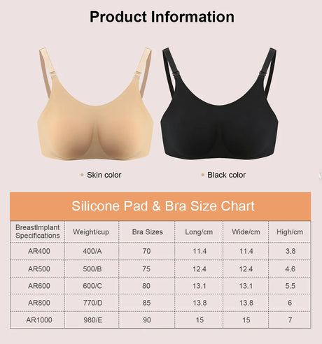 2024 Round Shape Silicone Fake Breast Forms Push Up Seamless One Piece Bra for Crossdresser Shemale Drag Queen Large 2 In 1