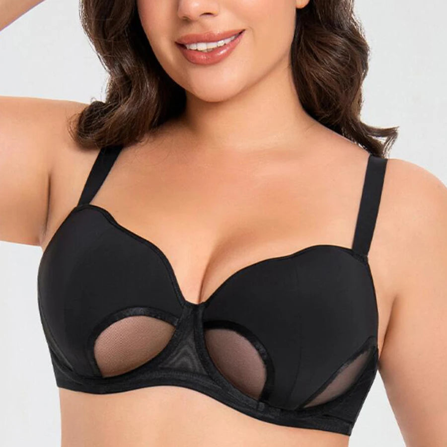 Women's Hollow Out Cup Push Up Bra Full Coverage Supportive Underwire Female Balconette Lingerie 34 36 38 40 42 D E F G H I J