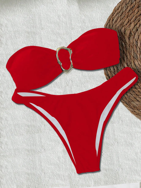 Sexy Cut-Out Bikini Set - Trendy Swimwear for Beach Goddesses Stunning Strapless Bikini Top Two-Piece Swimwear for Women