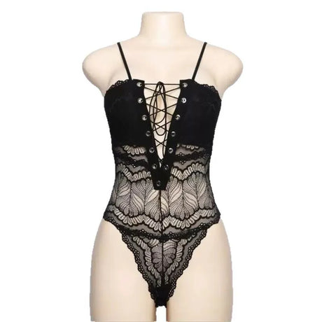 Lace Bodysuits Plus Size Sexy Lingerie for Women Erotic Underwear Sex Clothes Babydoll Transparent V-neck Body Suit