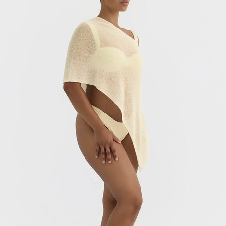 Casual Knit Top, Summer Beach Vacation Pool Party Sexy Sheer Cover-Up, Plain Fitted Design, Perfect for Relaxing and Stylish