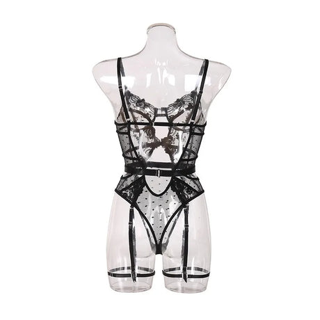 Toucheart Lace Sexy Skinny Babydoll Bodysuit Embroidery Erotic Private Adult Suit Solid Color Patchwork High Waisted Sexy Set