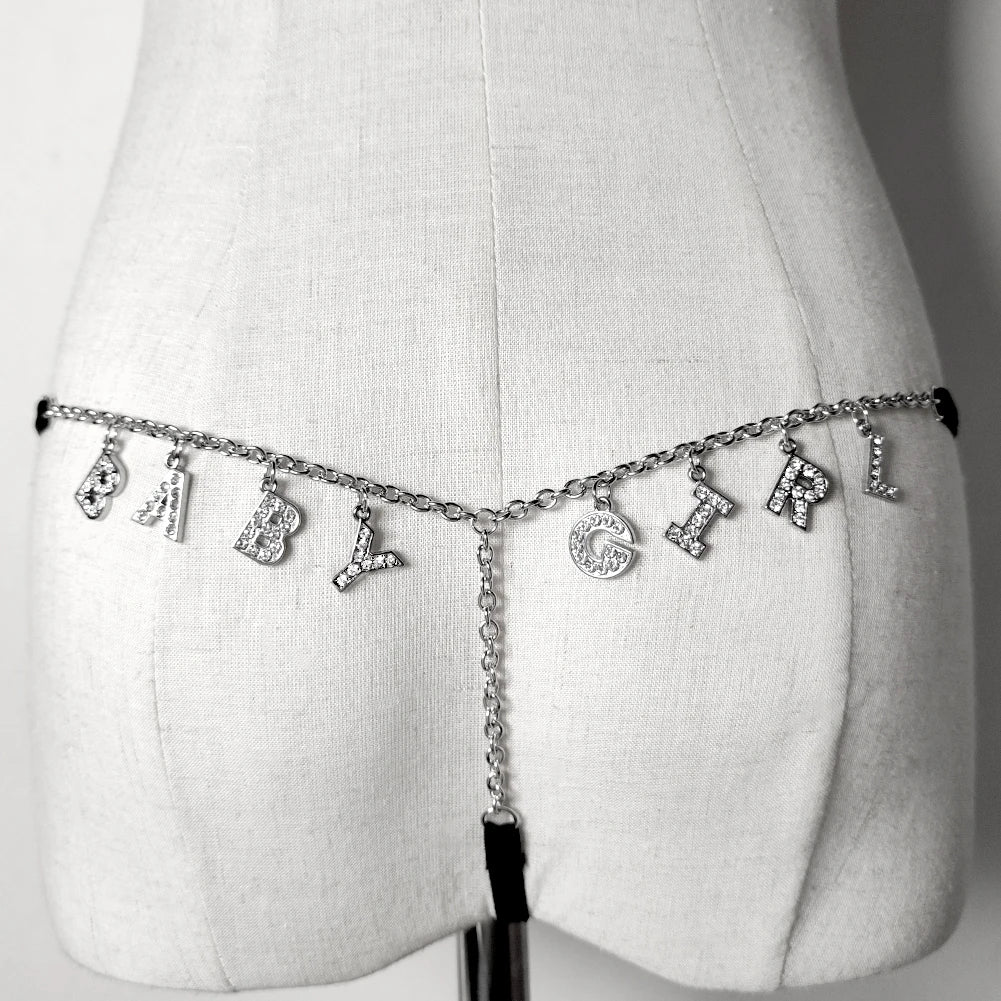 Customize Name Crystal Letters Waist Body Chain for Women Sexy Leopard Underwear Bikini Thong Body Jewelry Valentine's Day Gift