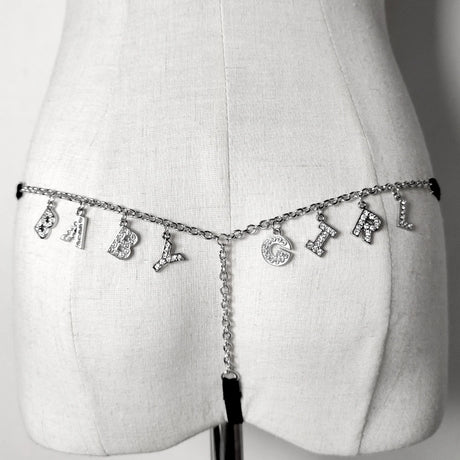 Customize Name Crystal Letters Waist Body Chain for Women Sexy Leopard Underwear Bikini Thong Body Jewelry Valentine's Day Gift