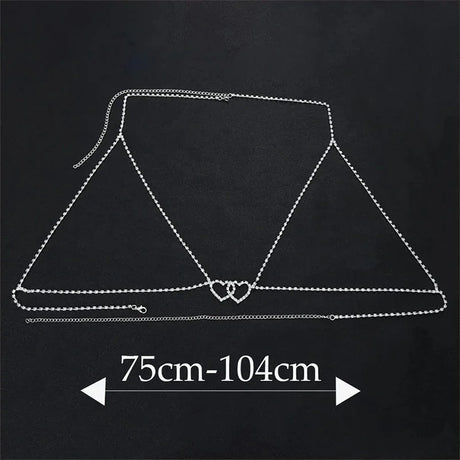 Stonefans Sexy Rhinestone Bra Body Belly Chain Summer Bikini Top Jewelry Beachwear Harness Necklace Inner Mesh Chest Chains Gift