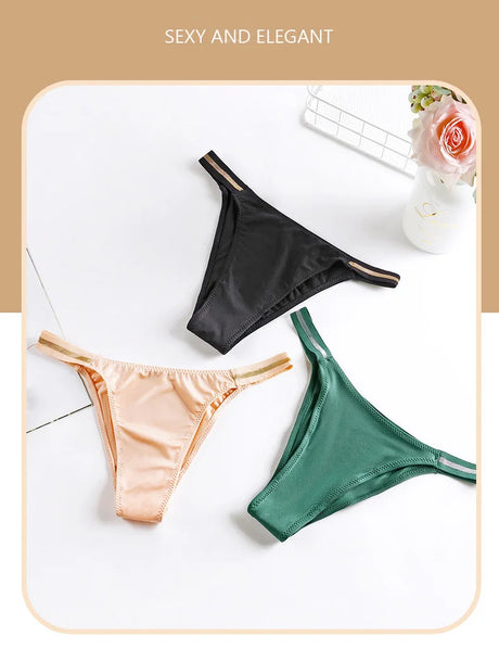 Ice Silk Thongs Women's Panties Luxury Bikini G-String Seamless Underwear Low Waist Briefs Female Underpant Pantys Sexy Lingerie