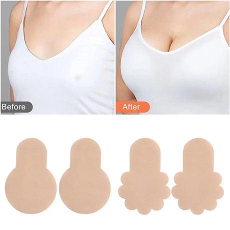 10Pcs Push Up Bras Self Adhesive Silicone Strapless Invisible Bra Women Reusable Sticky Breast Lift Bra Pads Petal Nipple Covers