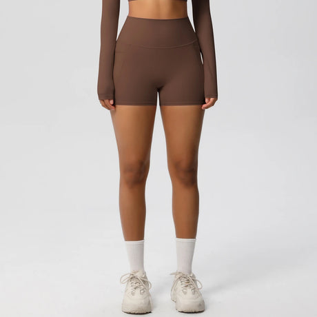 Solid Color Yoga Pants With Pockets Quick Drying High Waisted Gym Push Up Yoga Shorts for Woman Breathable Workout Fitness Short