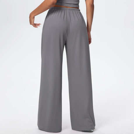 Women Quick Drying Wide Leg Yoga Pants Loose Yoga Pants High Waist With Pockets Fitness Sport Gym Workout Drawstring Full Length