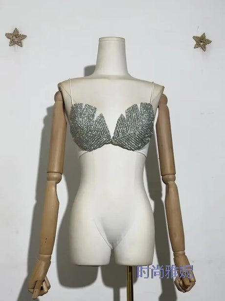 New Internet Celebrity Diamond Studded Bikini Tops, Bras, Stage Performance Costumes, Sexy Luxury Bras, And Chest Accessories