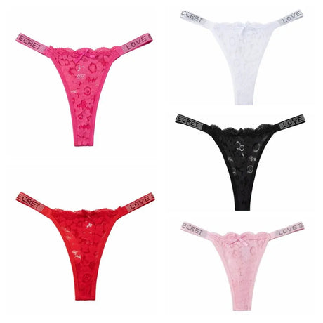 Lingerie Crystal Lace Flower Panties Cotton Crotch Embroidery Seamless Thong Underpants Low-waist Bikini Underwear Women Gifts