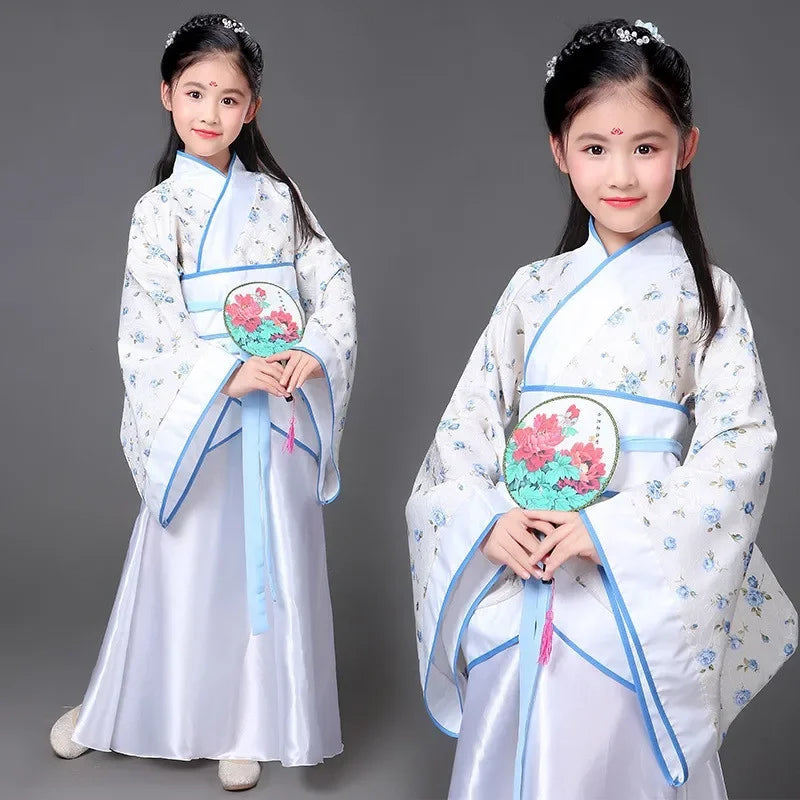 chinese Folk Dance new year clothes traditional hanfu for girls kids dragon dress ancient Stage Carnival costume Clothing skirt