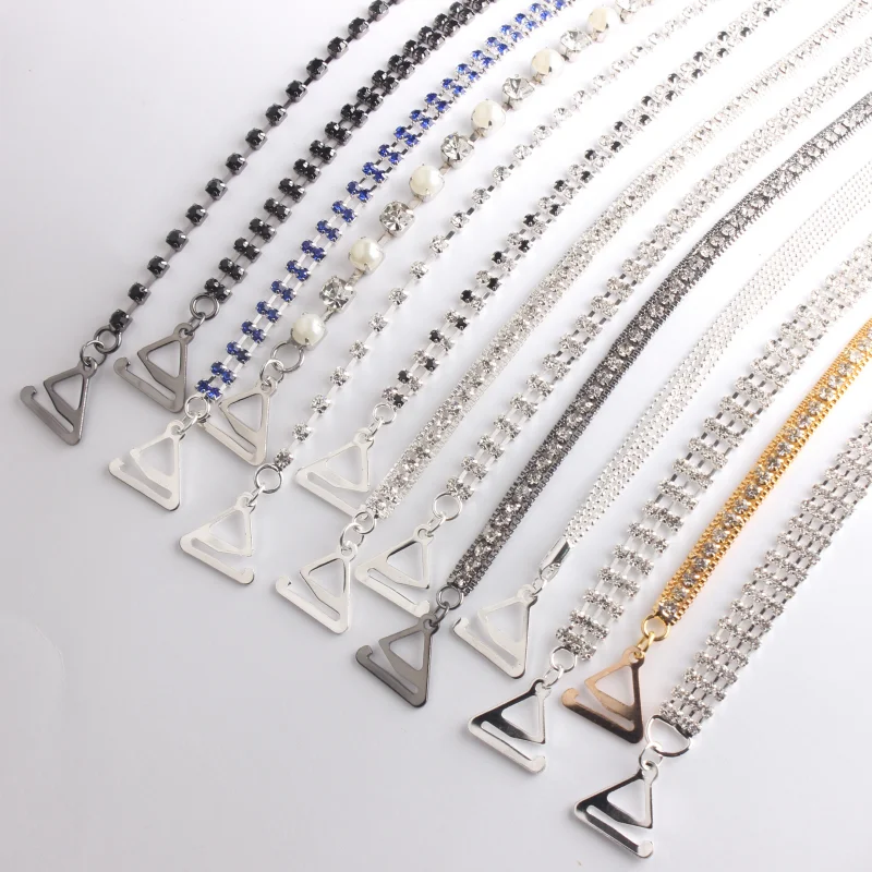 Detachable Rhinestone Metal Bra Strap for Women, Non-Slip Invisible Adjustable Crystal Shoulder Straps,Lingerie Accessories Gift
