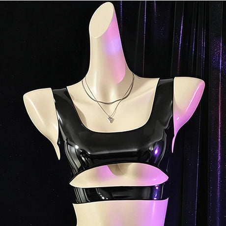 Sexy Women's Latex Clothing PU Elastic Hip Short MINI Skirt Shiny Maid Erotic Latex Top Intimate Lubrication Porn Costume