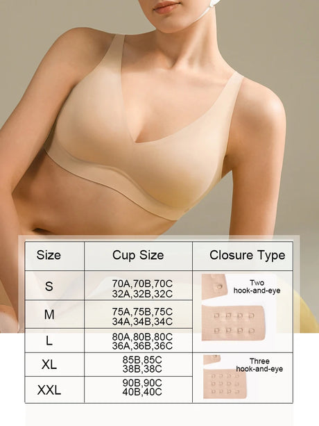 SUJIIN Sexy Seamless Wireless Bras for Women Push Up Padded Soft Support Invisible Lift V Neck Bralette Smooth Bra Female MX208