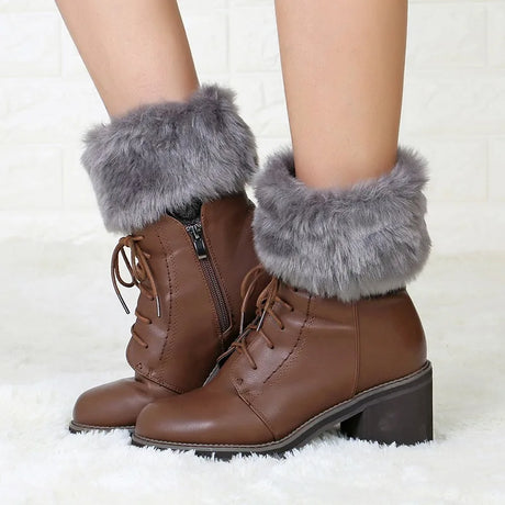 Women's Winter New Average Size Short Flip Flop Fur Warm Socks Boot Covers Knitted Wool Leg Warmers Breathable Anti-friction