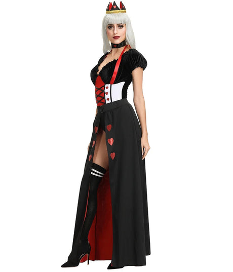 Queen of Hearts Costume Women Alice in Wonderland Costume Poker Queen Cosplay Halloween Carnival Masquerade Costumes Sexy Dress