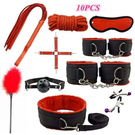 SM Sex Products BDSM Bondage Set Handcuffs Anal plug Tail Whip Gag Vibrat Adult Toys Exotic Accessories Sex Toys for Couples