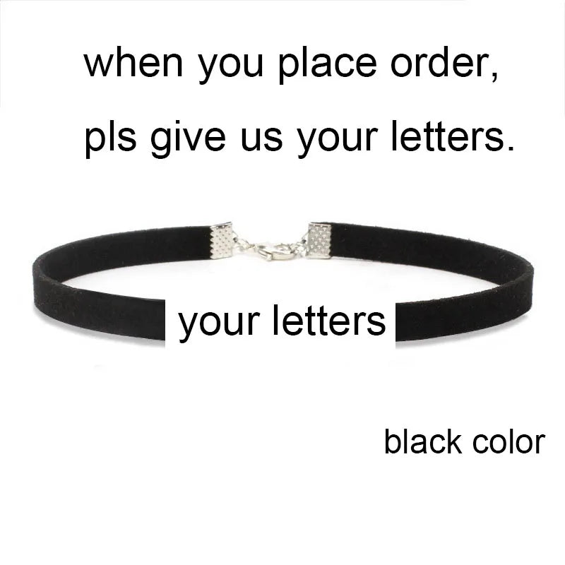 DIY Personalized Rhinestone Letter Custom Name Necklace Black Velvet Leather Choker Collar Neck Jewelry Friends Family Gifts