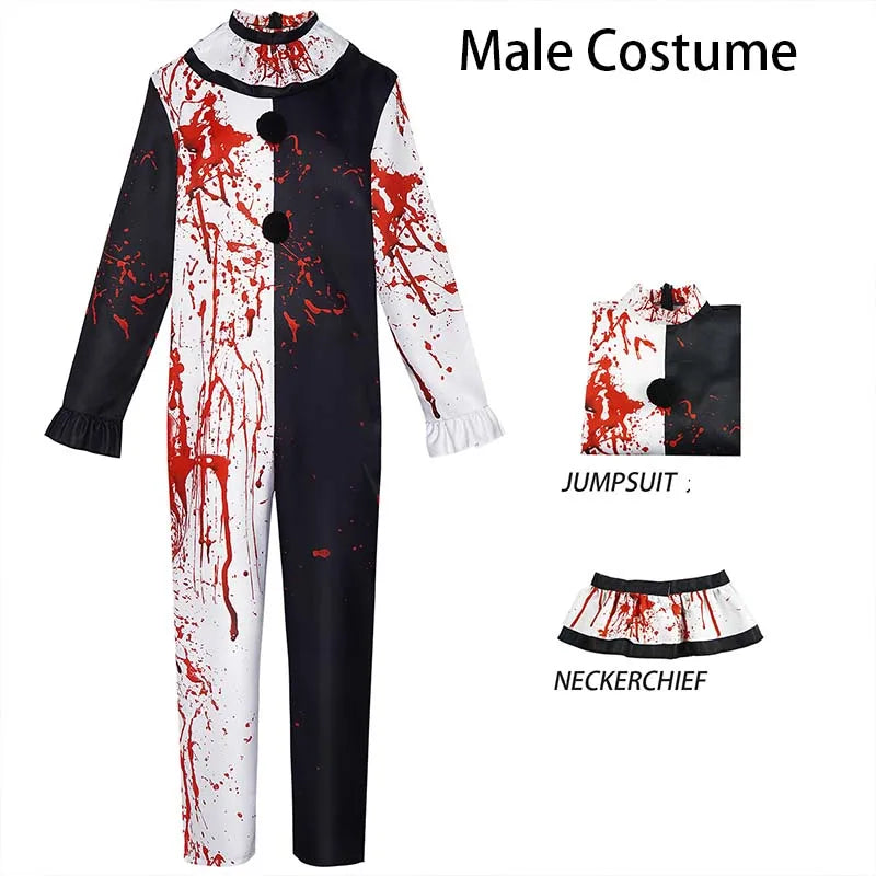 Art The Clown Cosplay Costume Terrifierr 3 Bloody Outfits Killer Clowns Jumpsuits for Halloween Carnival Party Horror Costumes