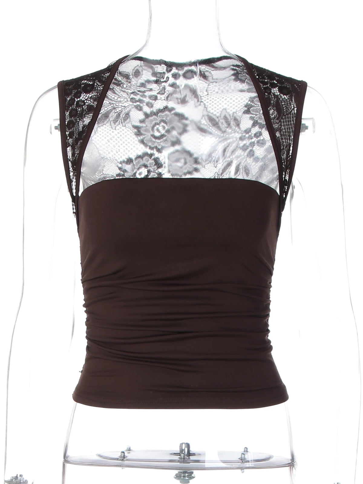 Hugcitar Summer Square Collar Solid Patchwork Lace Sexy Crop Tank Top Fashion Female Clothes Streetwear Vacation Club