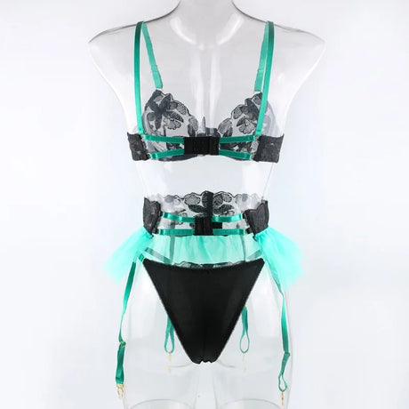 Toucheart 3 Piece Set Lingerie Garter Sets Lingerie For Woman Sexy Mini Skirt See-Through Embroidered Bra Erotic Underwear New